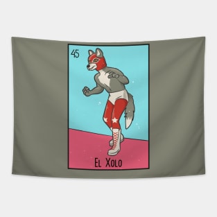 El Xolo // Mexican Luchador Dog Loteria Card Tapestry