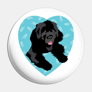 Newfoundland dog heart teal blue Pin