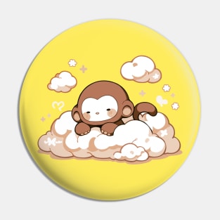 Sleepy Cute Monkey Baby In The Clouds Pin