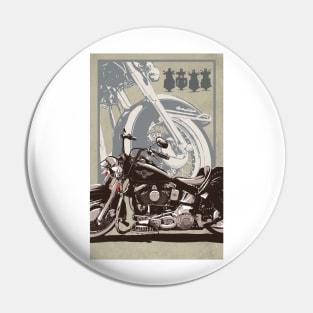 Vintage retro Motorcycle poster art Pin