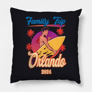 Family Trip Orlando 2024 Summer Vacation Beach Family Pillow