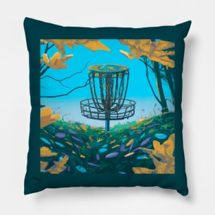 Disc Golf in the Autumn Leaves Pillow