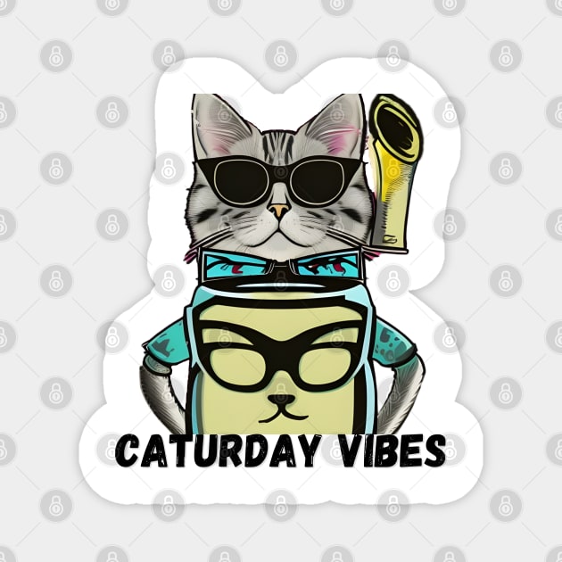Caturday Vibes Magnet by mdr design