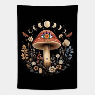 Cottagecore Mushroom All Seeing Eye Tapestry