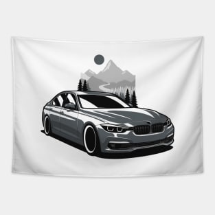 Dark Gray F30 Saloon Mountains Tapestry