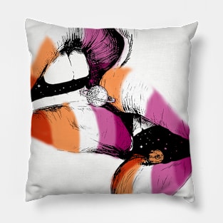 Lesbian Lips Kissing Rainbow Flag Lesbian Pillow