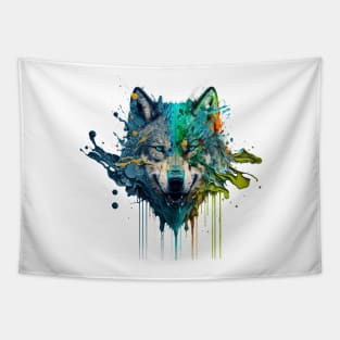 Wolf Splash Art: Colorful Fantasy Painting #1 Tapestry