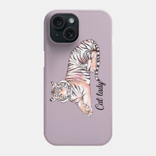 Cat Lady Funny Tiger Watercolor Illustration Phone Case