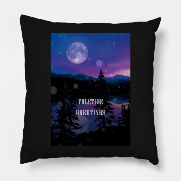 Yuletide Greetings - Yule Sunset Pillow by AmyHuntPhotos