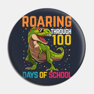 Dinosaur T Rex Happy 100 Days Of School Students Teacher Pin