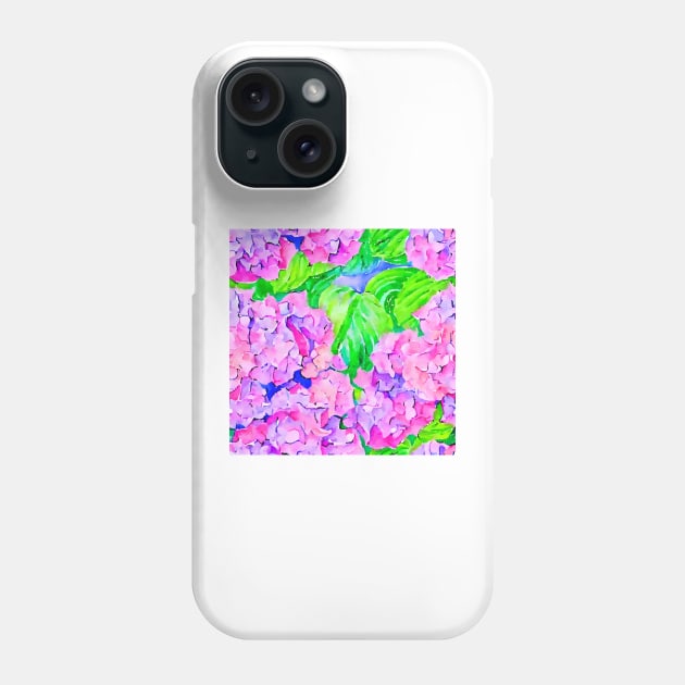 Hydrangea flowers and leaves watercolor Phone Case by SophieClimaArt