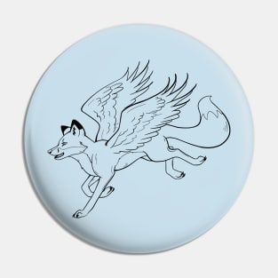 Winged Fox Line Art Pin