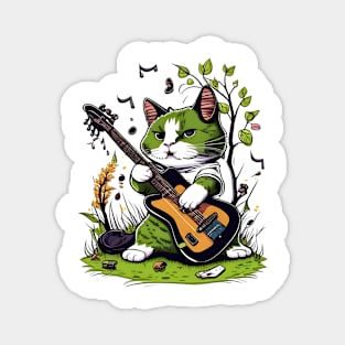 Funny Cat Playing Guitar - Cat Lover Magnet