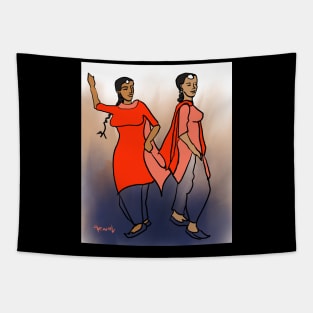 Bhangra Girls in Red Tapestry