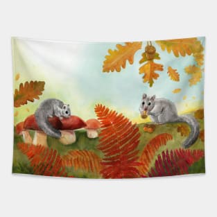 European Fat Dormouse Glis glis in Nature Illustration Tapestry