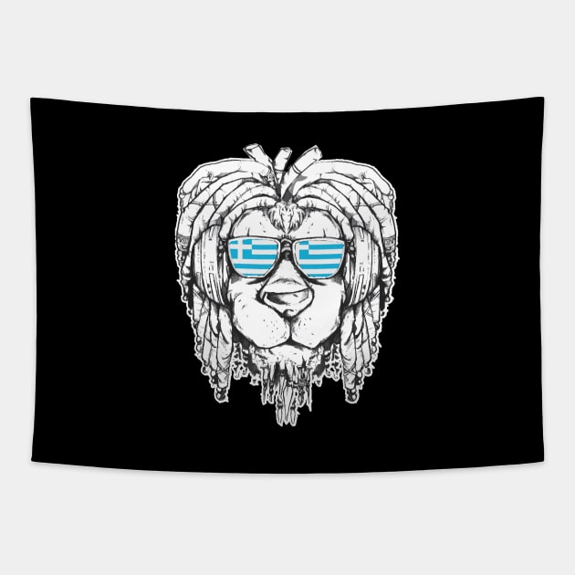 Rasta Reggae Lion Greek Gift Rastafari Tapestry by Pummli