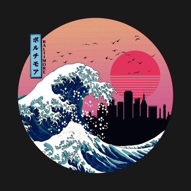 Baltimore Kanagawa Wave Retro by Ferrazi