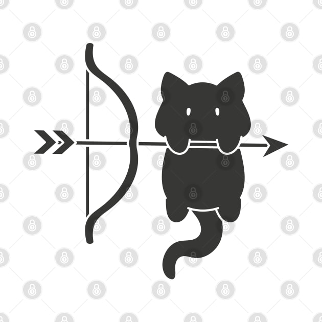 Sagittarius Cat Zodiac Sign (Black and White) by artdorable