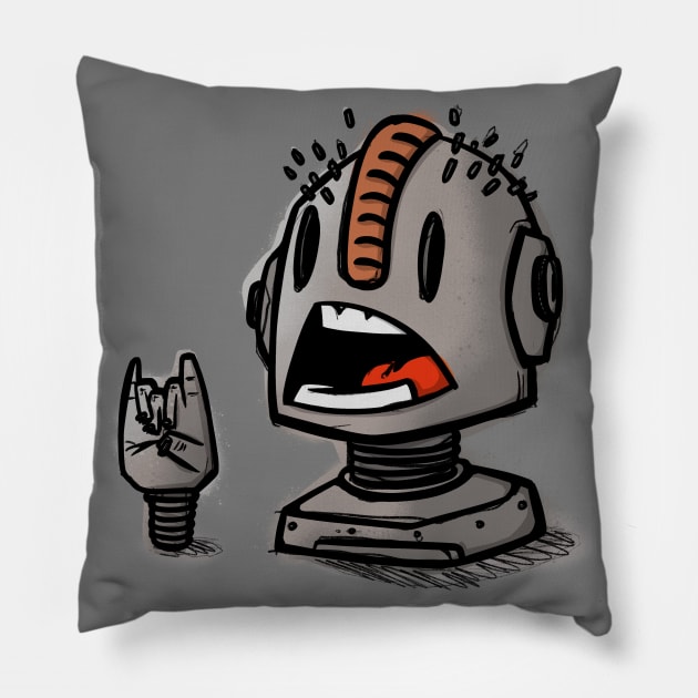 angry robot Pillow by manuvila