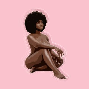 Naked Black Woman Silhouette Illustration T-Shirt