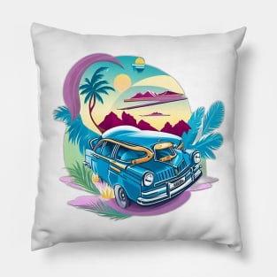 funny car watercolor painting style illustration Pillow