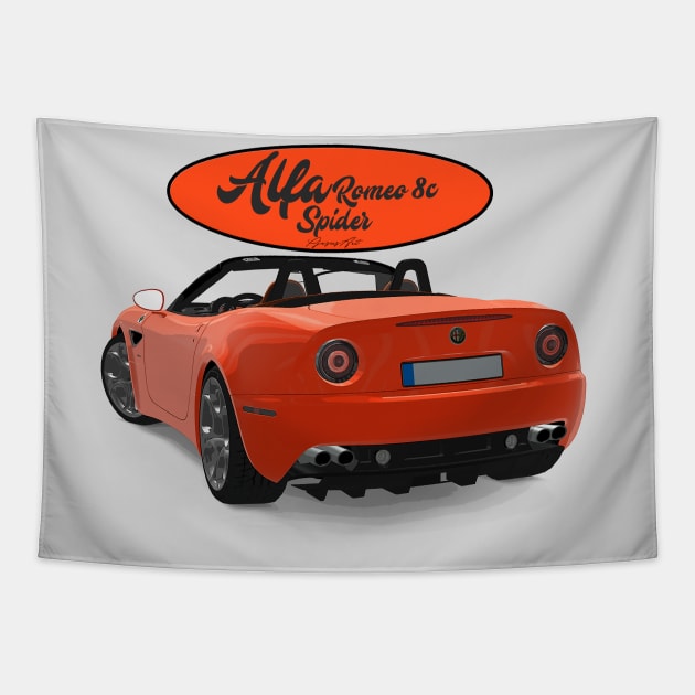 ALFA ROMEO 8C SPIDER Orange Back Tapestry by PjesusArt