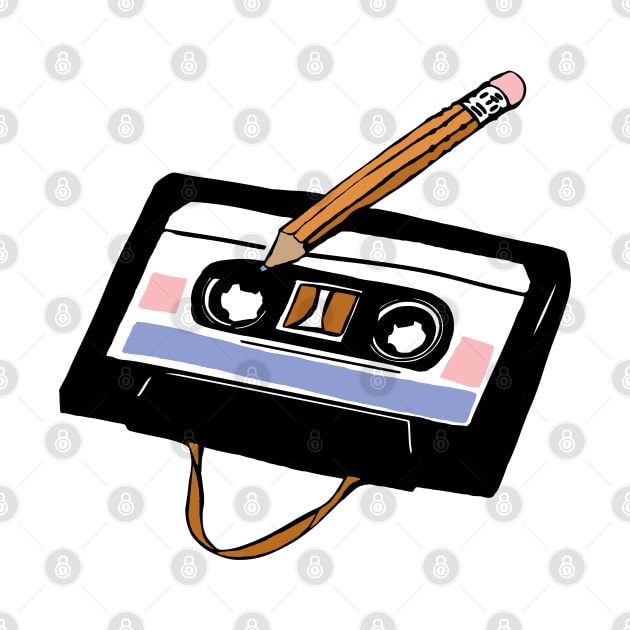 funny cassette tape pencil by Roocolonia