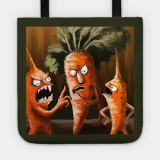 Angry Carrots Argue at a Vegetable Meeting Tote