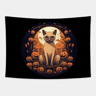 Tonkinese Cat Halloween, Cat Lover Tapestry