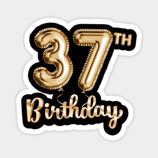 37th Birthday Gifts - Party Balloons Gold Magnet