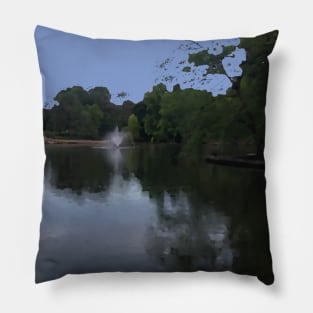 Pond and Fountain in the Middle of Loose Park Pillow