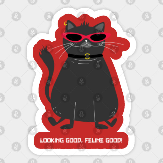 Looking Good Feline Good Funny Cat Cat Sticker Teepublic