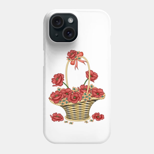 Poppies And Hydrangea Basket Phone Case by Designoholic