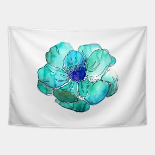 Watercolor peonies pink spring girly cyan Tapestry