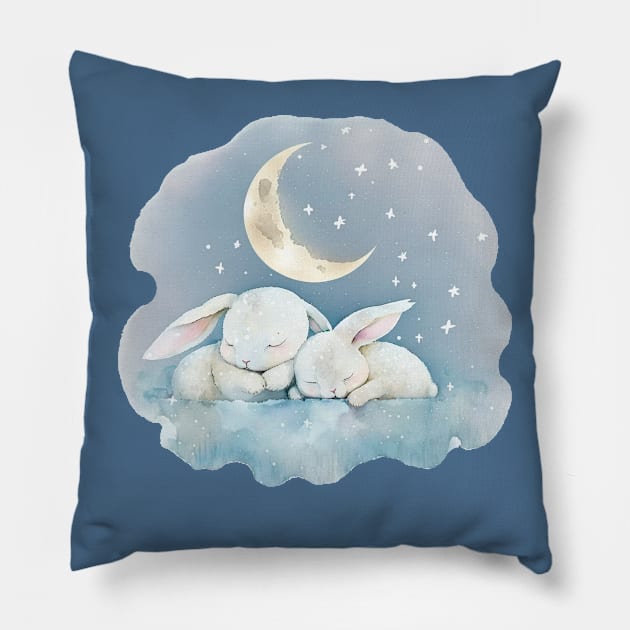 Sleeping bunnys Pillow by NATLEX