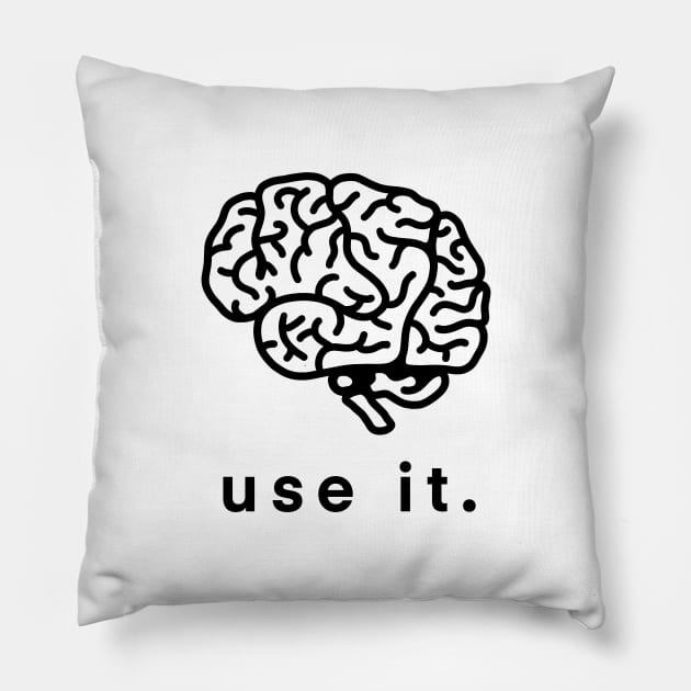 Use It Use Your Brain Funny Humor Gift Pillow by teeleoshirts