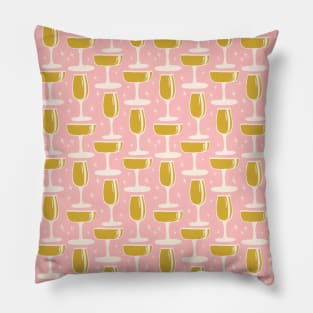 The Glasses Full of Champagne \\ Pink Background Pillow