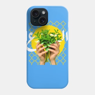 Hands holding bouquet of Mint Phone Case