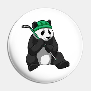 Panda at Ice hockey with Ice hockey stick Pin