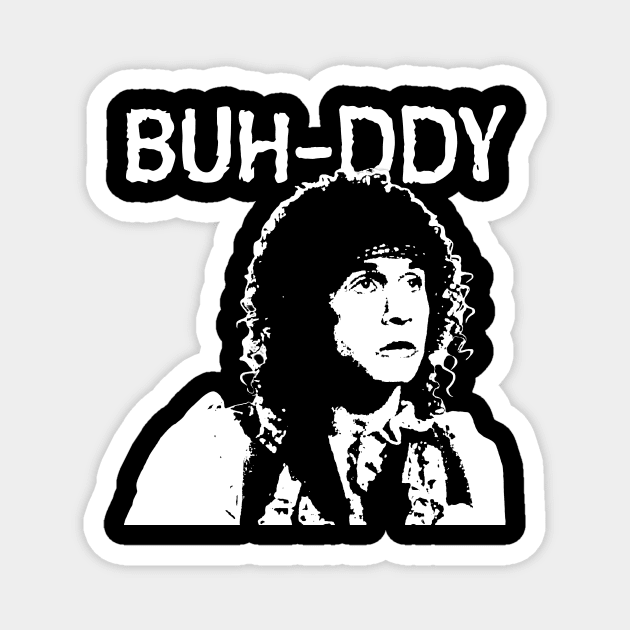 Buuuudddy Men White Stencil Magnet by Crazy Cat Style