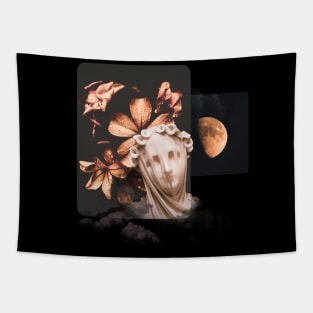 Aesthetics, darkness, gothic, romantic, moon, dark academia, love, romantic, statue, vintage, retro, artistic, artsy, classy, butterfly, flowers, floral Tapestry