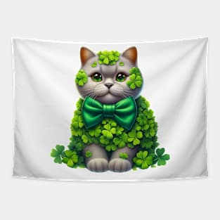 Clover British Shorthair Cat St Patricks Day Tapestry