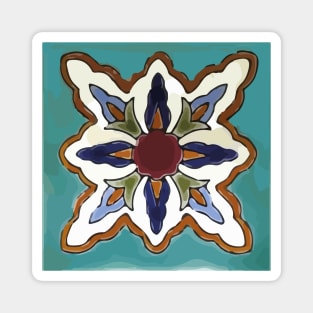 Aqua abstract cross mexican retro talavera tile Magnet