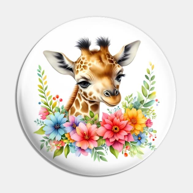 A baby giraffe decorated with beautiful colorful flowers. Pin by CreativeSparkzz