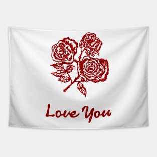 Valentine's Day LOVE YOU, Iconic Retro Kitchy Aesthetic Tapestry