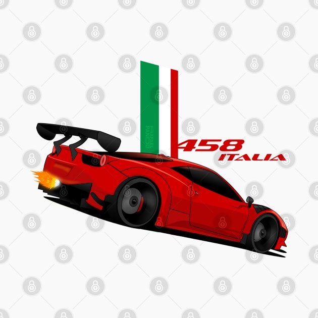 Ferrari 458 Italia red Italian Stripes by Rafael Pando