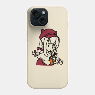 anime girl drinking orange juice Phone Case