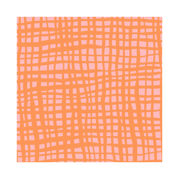 Retro grid pattern - pastel orange and pink by wackapacka