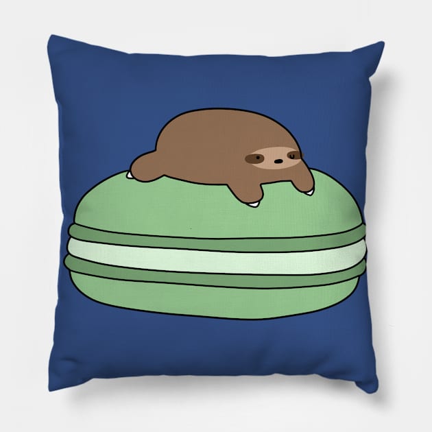 Little Sloth and Green Macaroon Pillow by saradaboru