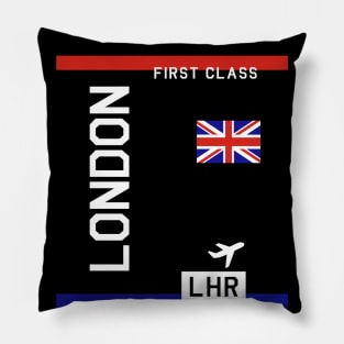 Flight Ticket London in black Pillow